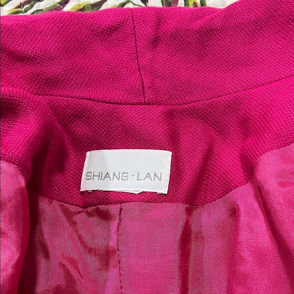 Women's Hot Pink Blazer with Blue Scarf - Picture 2 of 2